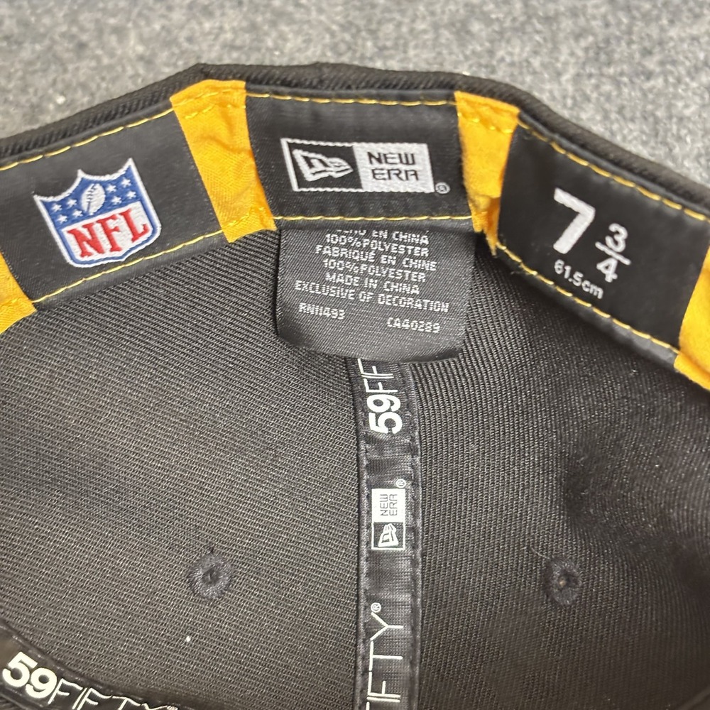 Pittsburgh Steelers Hat Cap Fitted Mens 7 3/4 Black Yellow NFL Football New Era - Picture 8 of 10